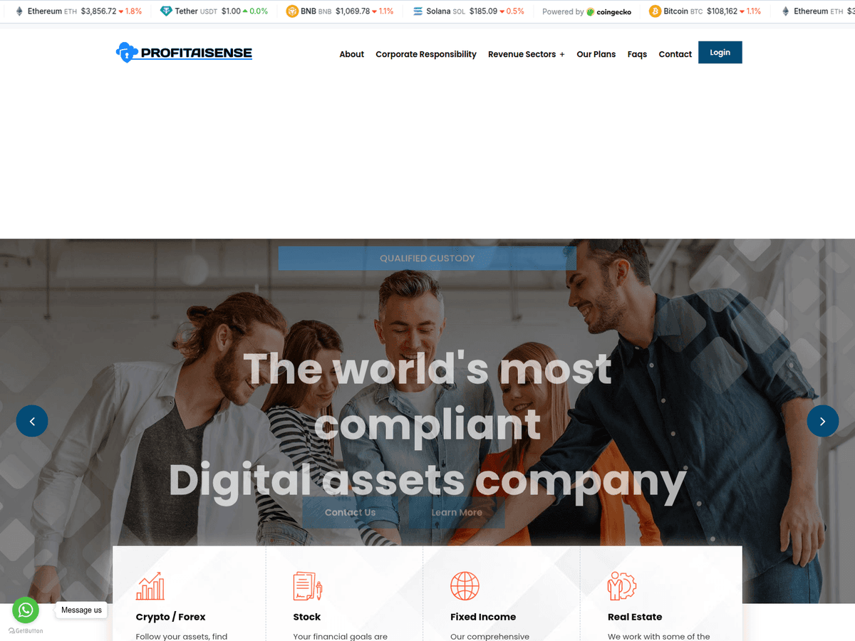 Screenshot der Webseite Profitaisense (profitaisense.com)