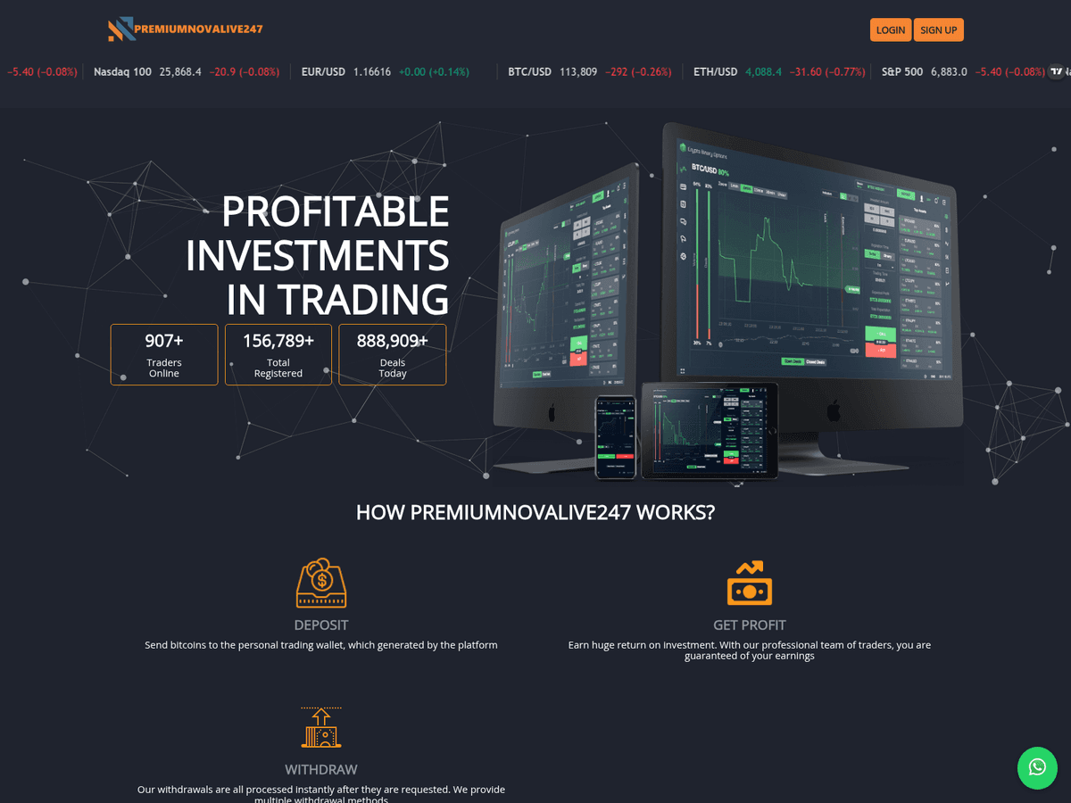 Screenshot der Webseite Premiumnovalive247 (premiumnovalive247.com)