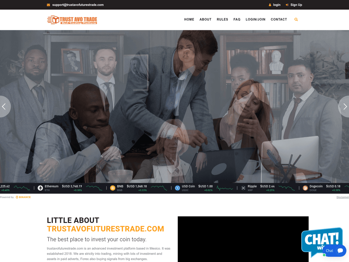 Screenshot der Webseite Trustavofuturestrade (trustavofuturestrade.com)