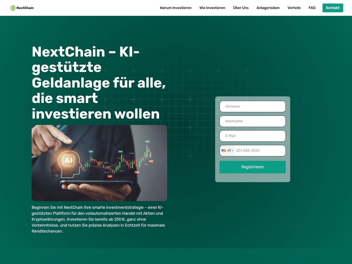 Screenshot der Webseite Nextchainex (nextchainex.de)