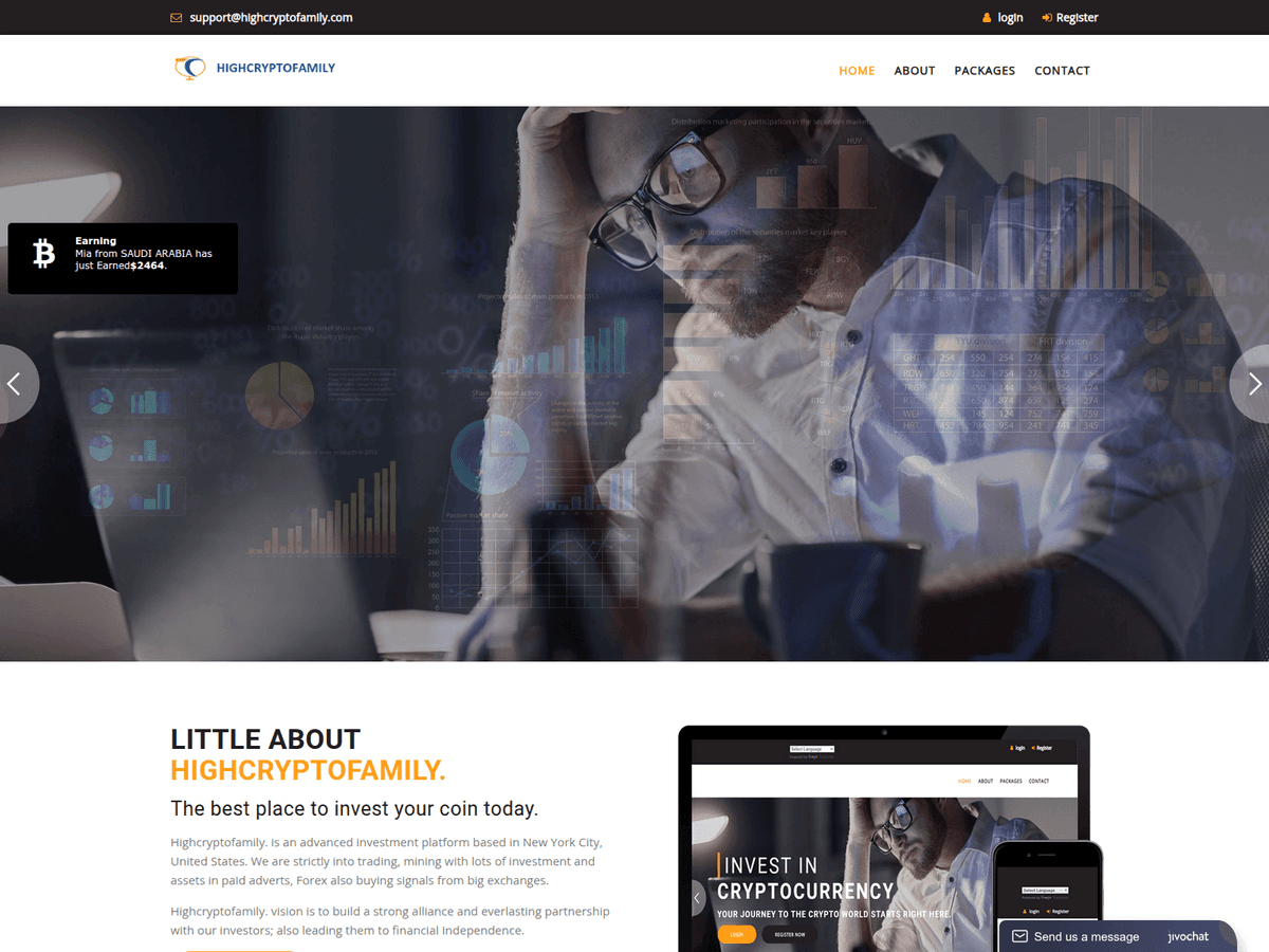 Screenshot der Webseite Highcryptofamily (highcryptofamily.com)