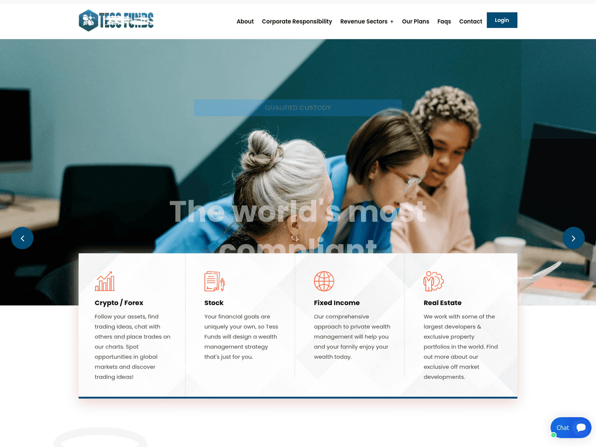 Screenshot der Webseite Tessfunds (tessfunds.com)