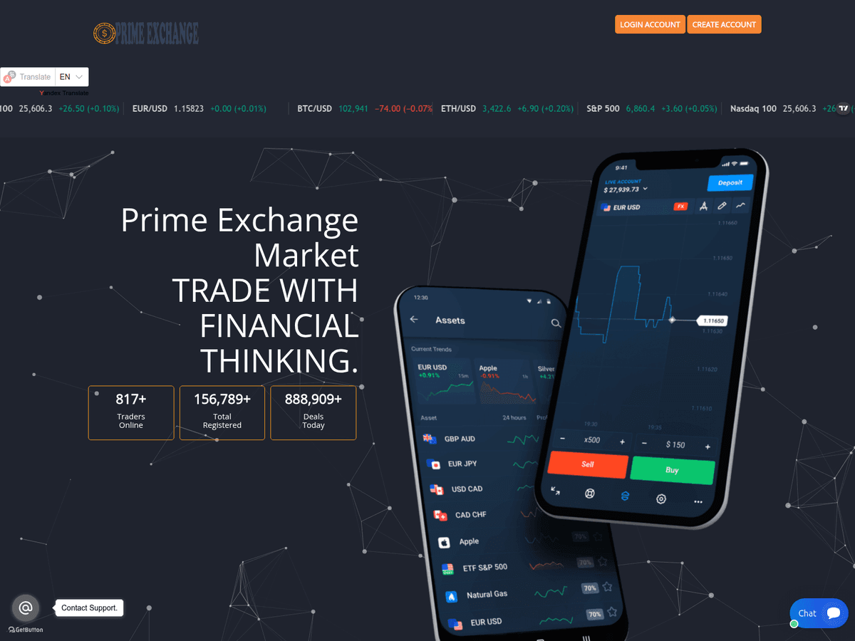 Screenshot der Webseite Primeexchangemarket (primeexchangemarket.cc)