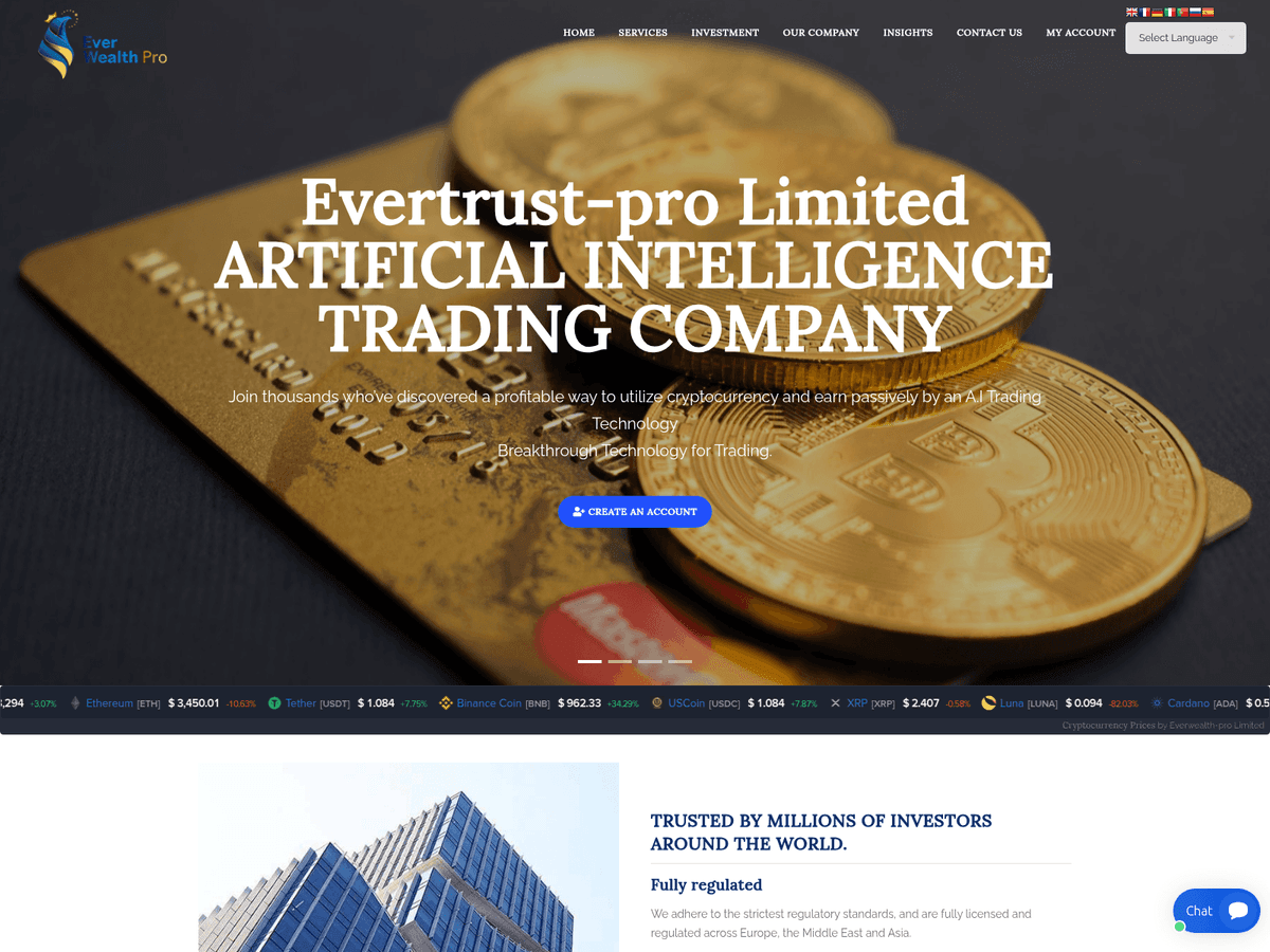 Screenshot der Webseite Everwealth Pro (everwealth-pro.com)