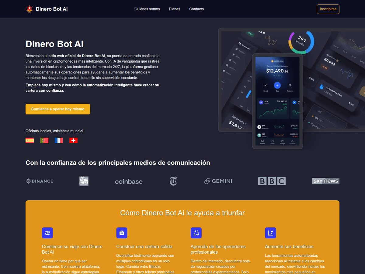Screenshot der Webseite Dinerobotai (dinerobotai.es)