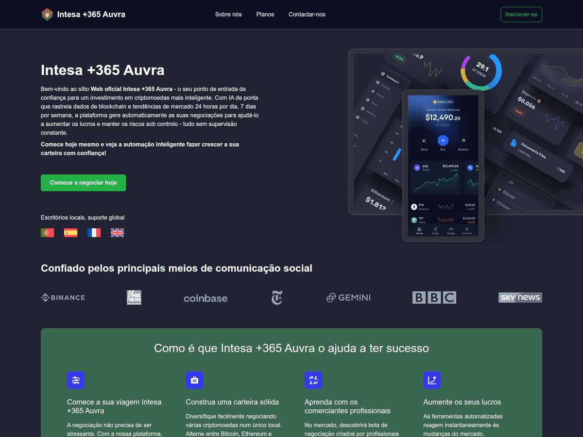 Screenshot der Webseite Intesa365auvra (intesa365auvra.pt)