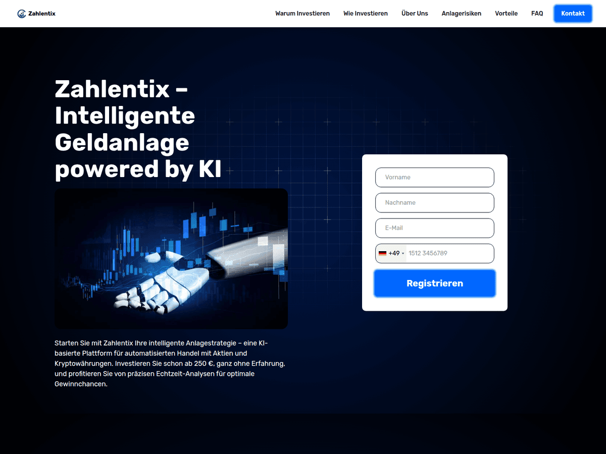 Screenshot der Webseite Zahlentixex (zahlentixex.de)