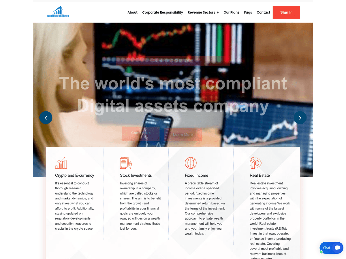 Screenshot der Webseite Ruble Resources (ruble-resources.ltd)