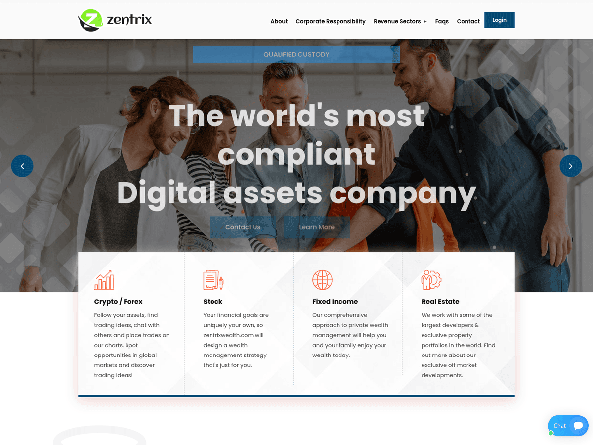 Screenshot der Webseite Zentrixwealth (zentrixwealth.com)