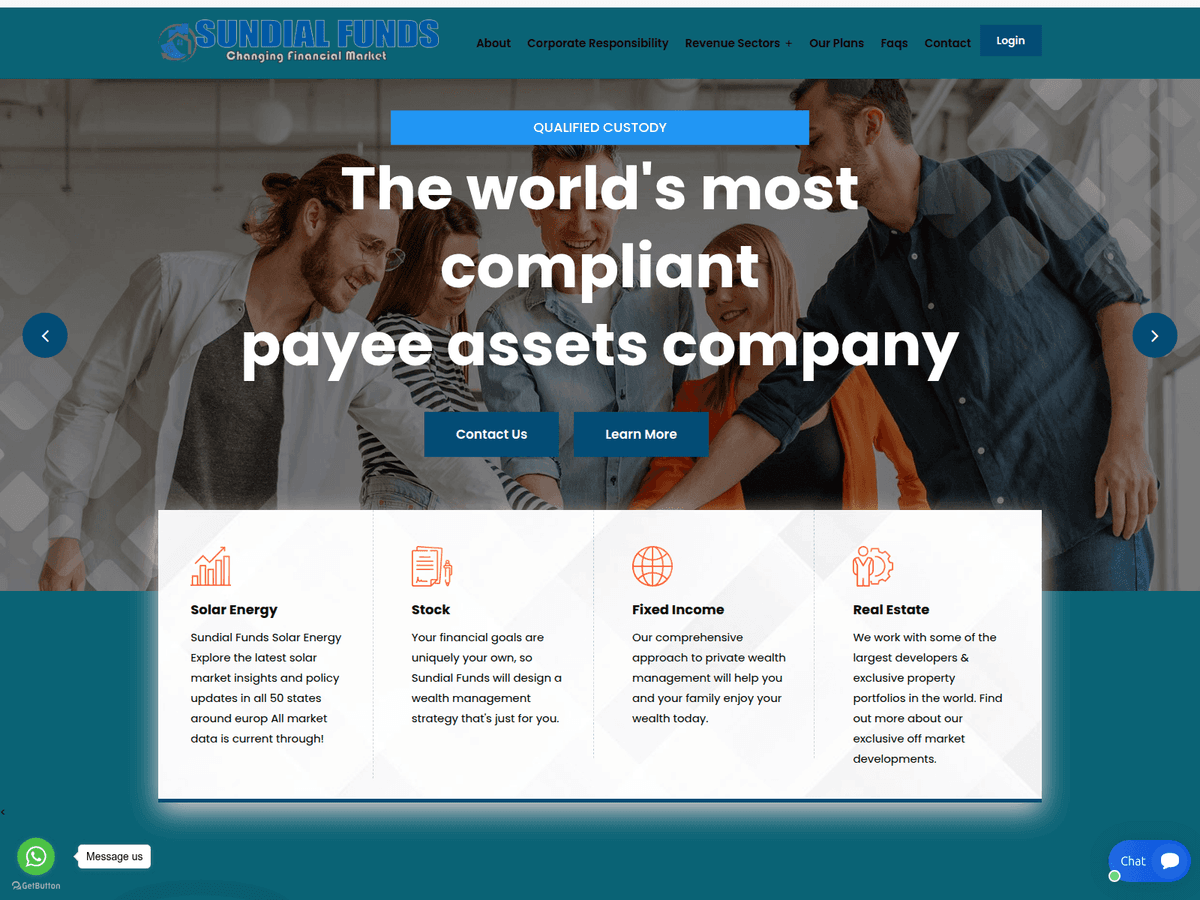 Screenshot der Webseite Sundial Fund (sundial-fund.com)