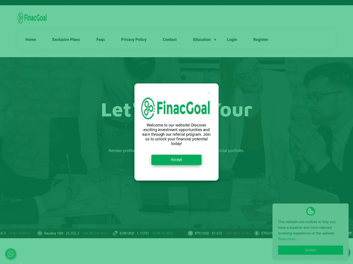 Screenshot der Webseite Finacgoal (finacgoal.com)