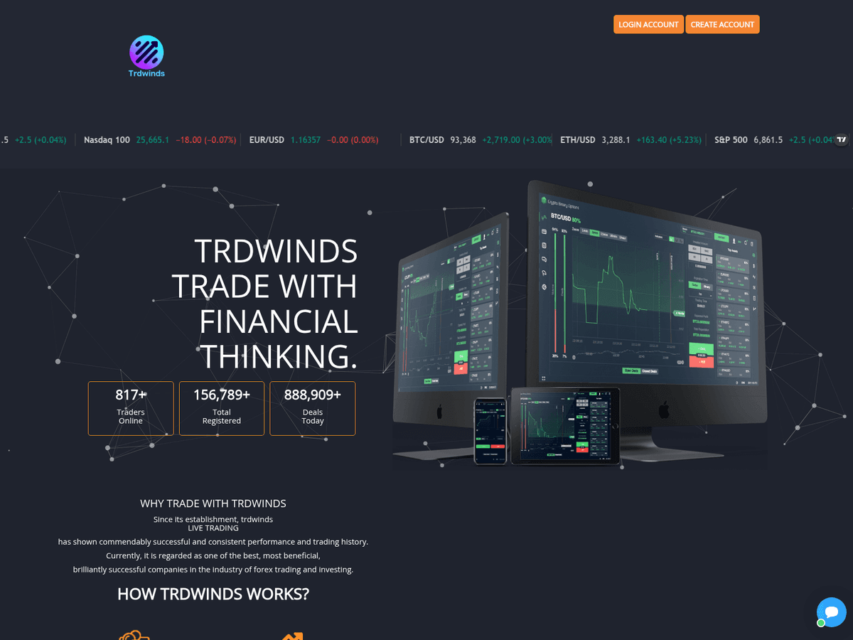 Screenshot der Webseite Trdwinds (trdwinds.top)