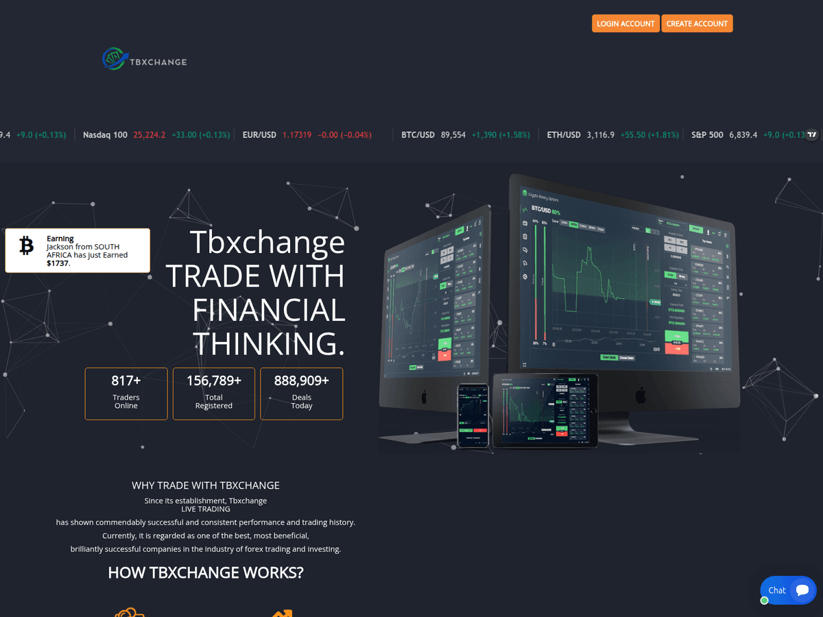 Screenshot der Webseite Tbxchange (tbxchange.click)