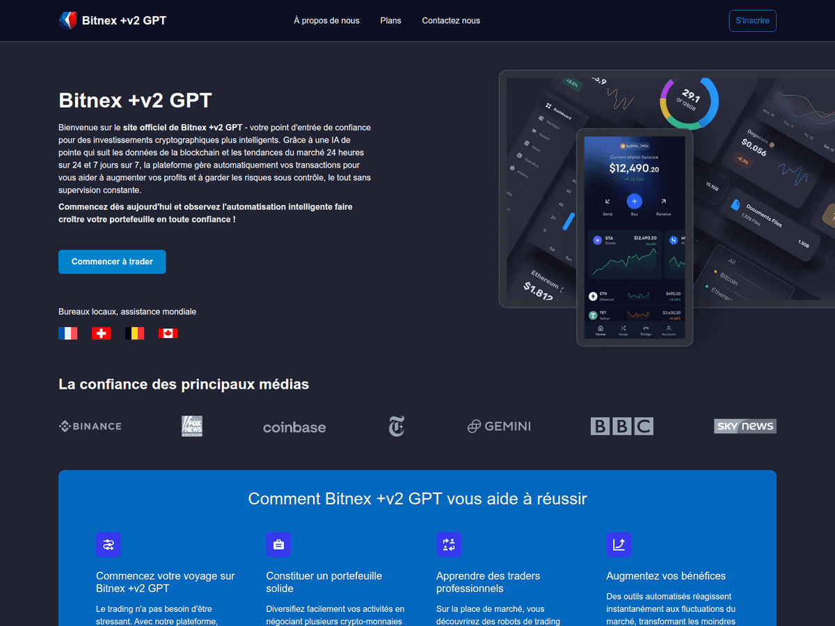 Screenshot der Webseite Bitnexv2gpt (bitnexv2gpt.fr)