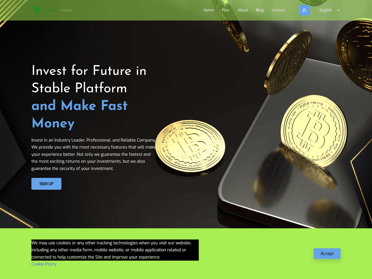 Screenshot der Webseite Moneymaker4u (moneymaker4u.com)