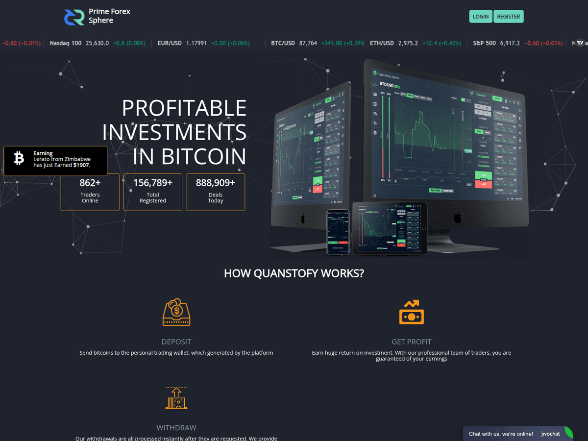 Screenshot der Webseite Quanstofy (quanstofy.com)