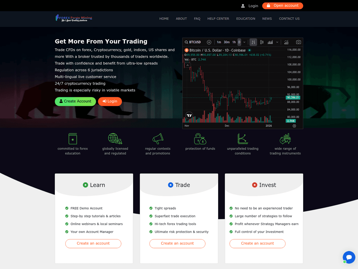Screenshot der Webseite Forexforgemining (forexforgemining.live)
