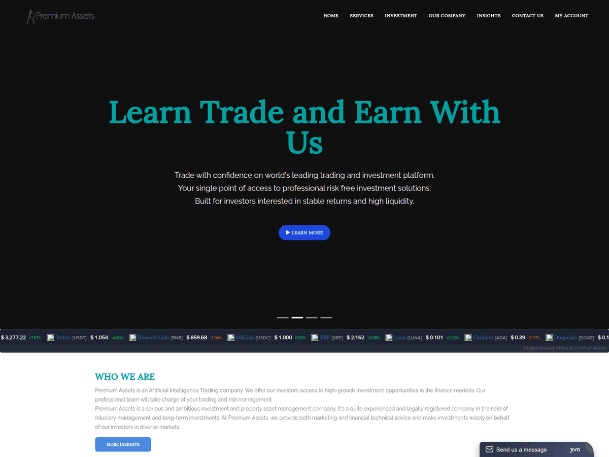 Screenshot der Webseite Premium Assets (premium-assets.org)