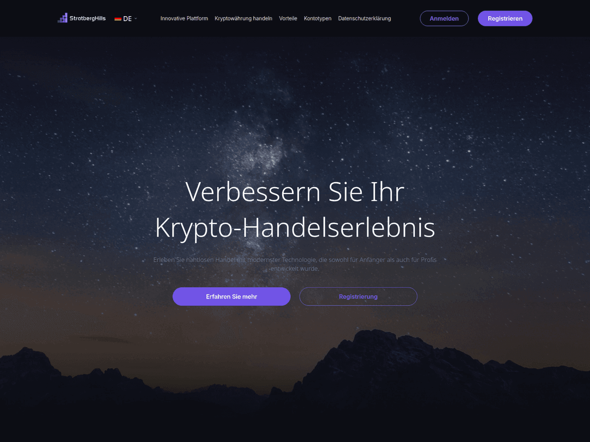 Screenshot der Webseite Stratberghills (stratberghills.com)