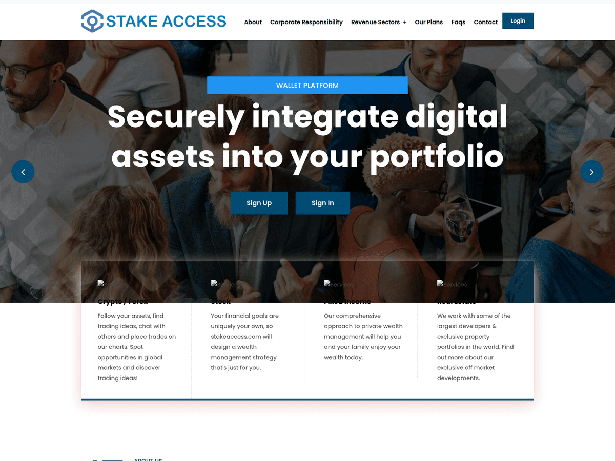 Screenshot der Webseite Stakeaccess (stakeaccess.com)