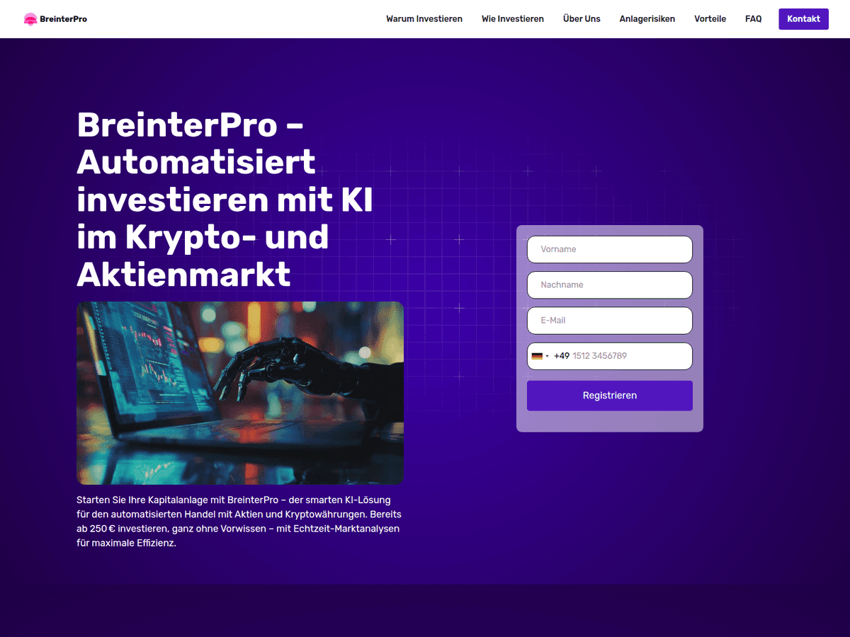 Screenshot der Webseite Breinterpro (breinterpro.de)