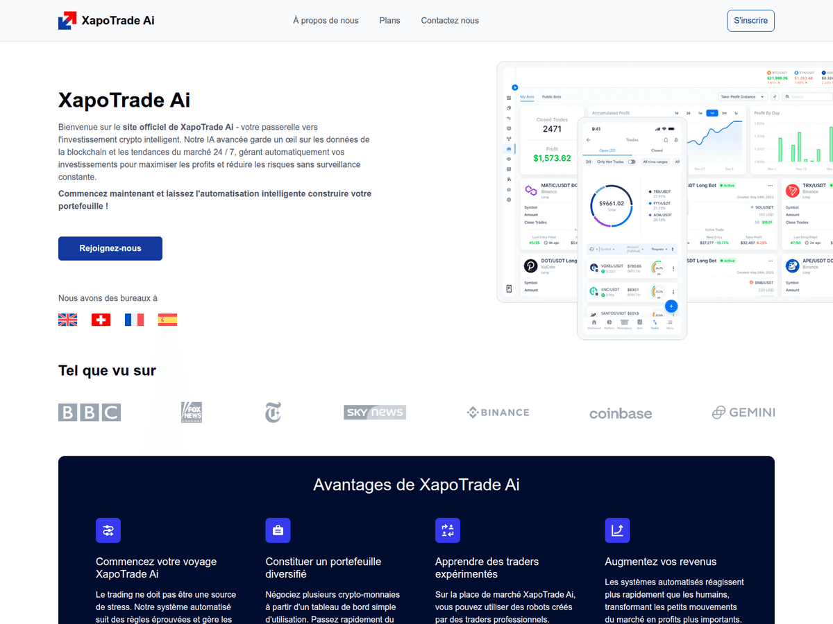 Screenshot der Webseite Xapotradeai (xapotradeai.fr)