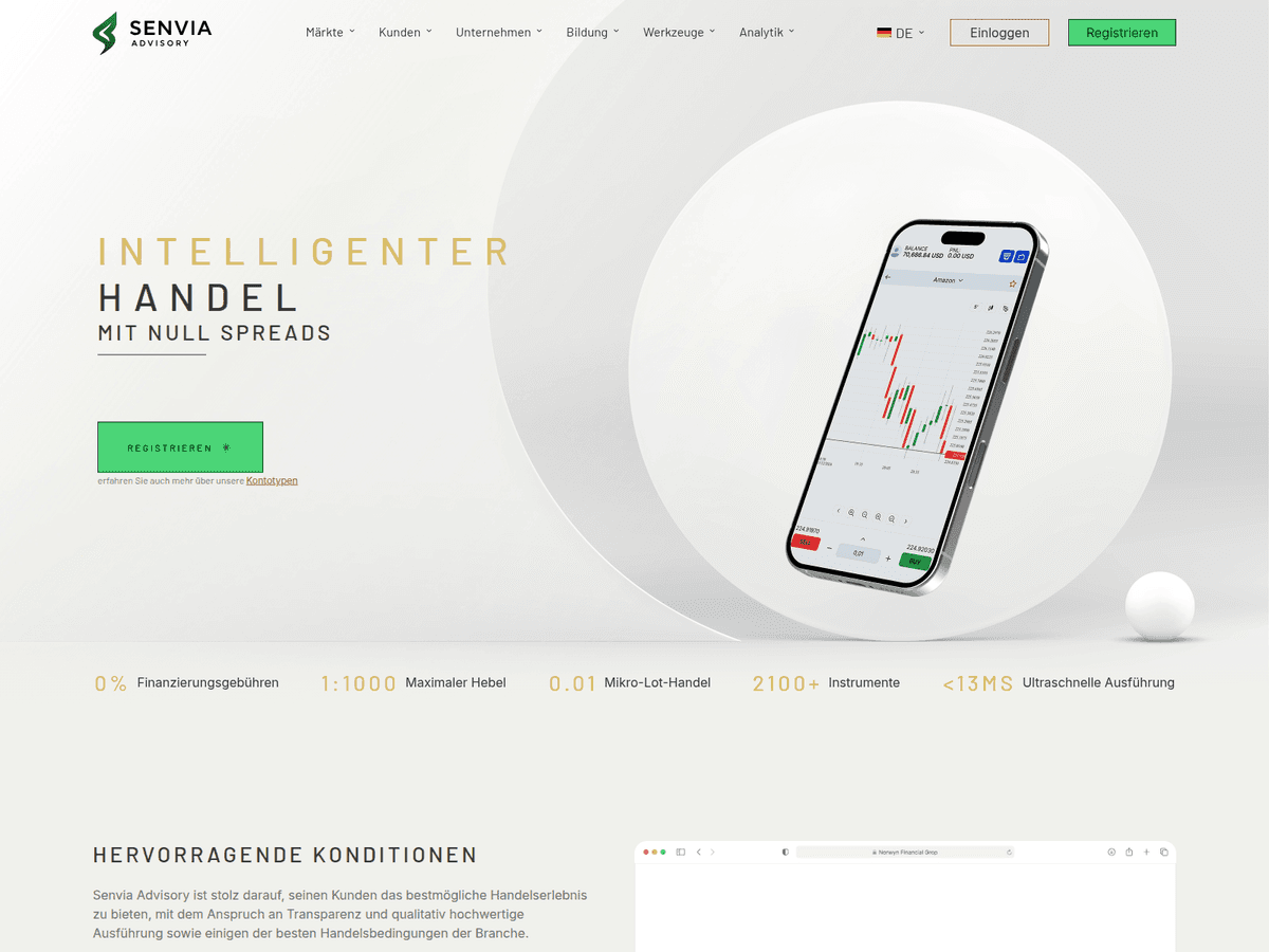 Screenshot der Webseite Senviaadvisor (senviaadvisor.com)