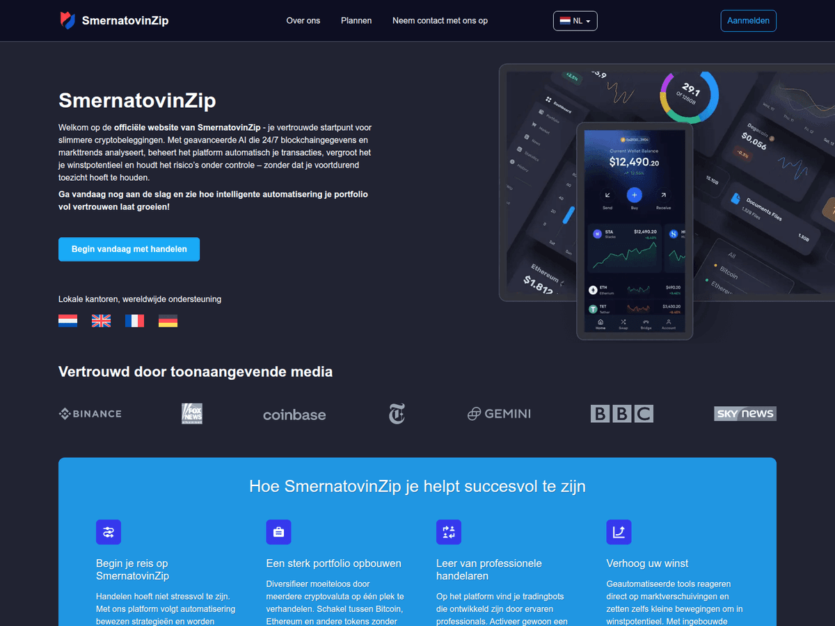 Screenshot der Webseite Smernatovinzipnetherlands (smernatovinzipnetherlands.com)
