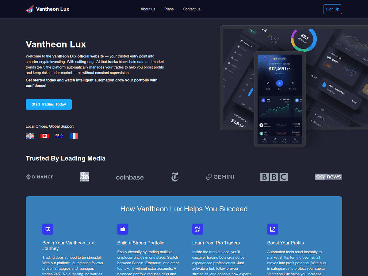 Screenshot der Webseite Vantheonluxofficial (vantheonluxofficial.com)