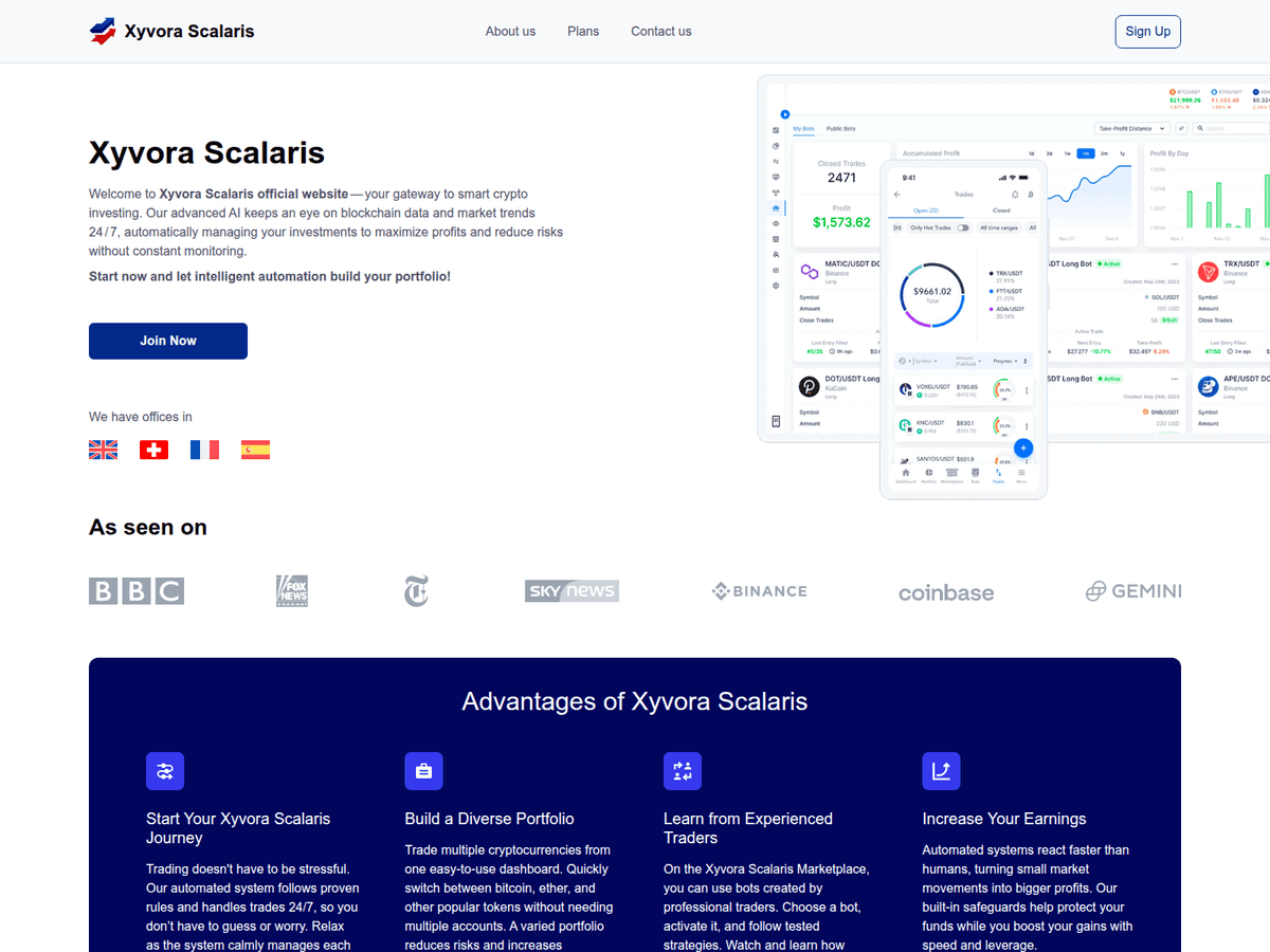 Screenshot der Webseite Xyvorascalarisofficial (xyvorascalarisofficial.com)