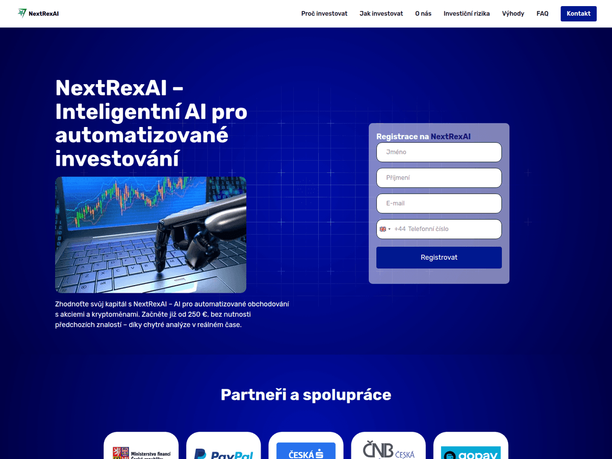 Screenshot der Webseite Nextrexai Cz (nextrexai-cz.com)