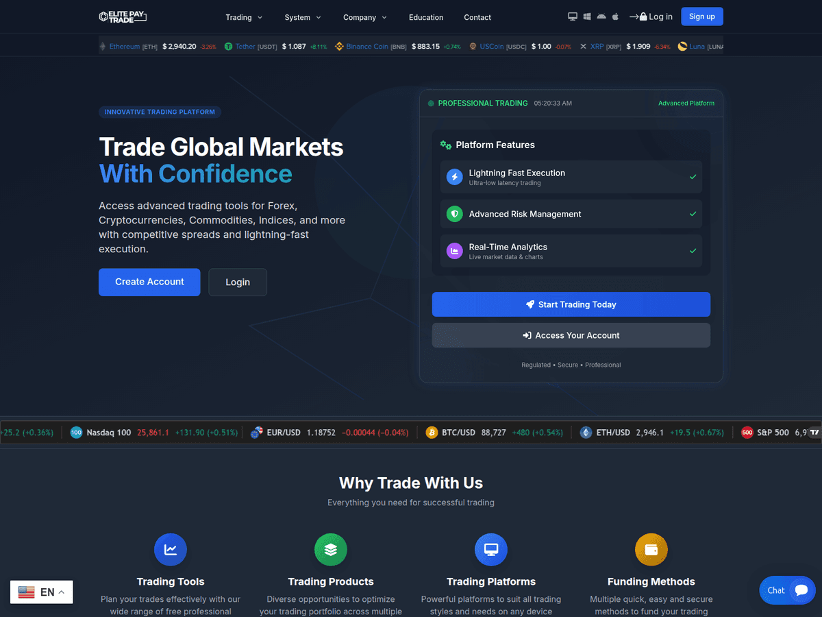 Screenshot der Webseite Elitepaytrade (elitepaytrade.net)