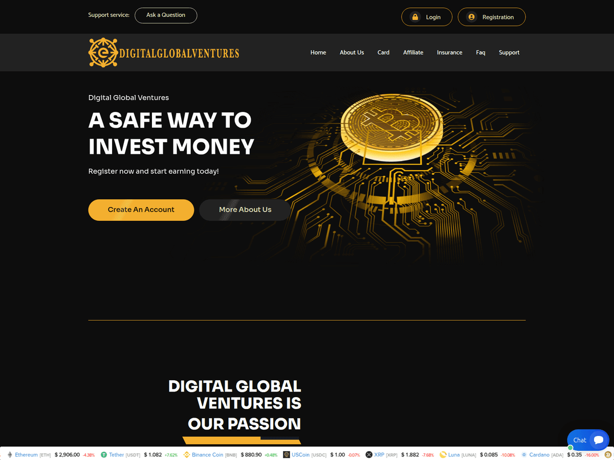 Screenshot der Webseite Digitalglobalventure (digitalglobalventure.com)
