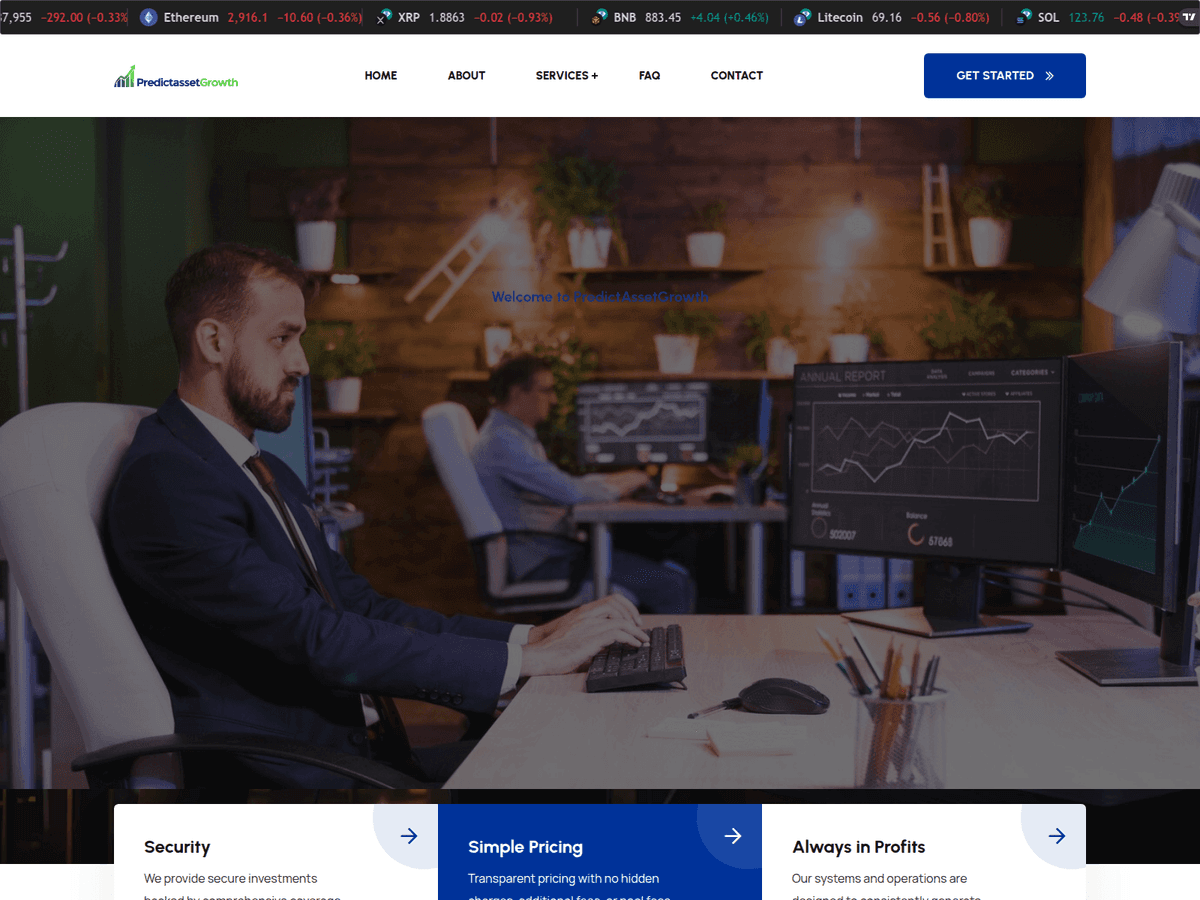 Screenshot der Webseite Predictassetgrowth (predictassetgrowth.com)