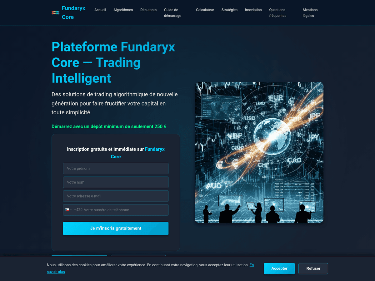 Screenshot der Webseite Fundaryxcore (fundaryxcore.com)