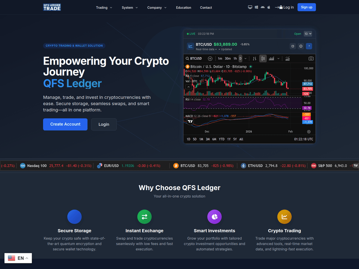 Screenshot der Webseite Qfs Ledger (mail.qfs-ledger.io)