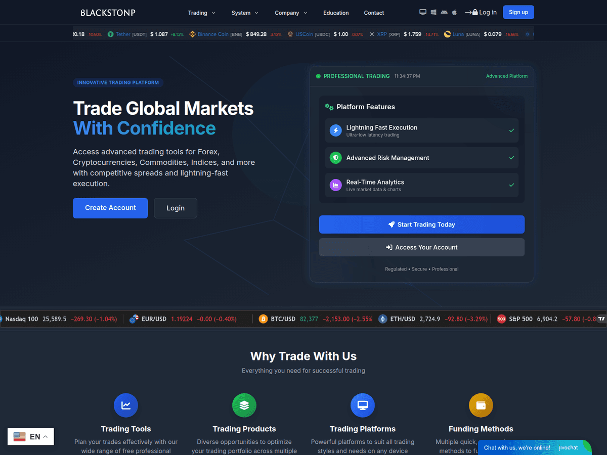 Screenshot der Webseite Blackstonp (blackstonp.com)