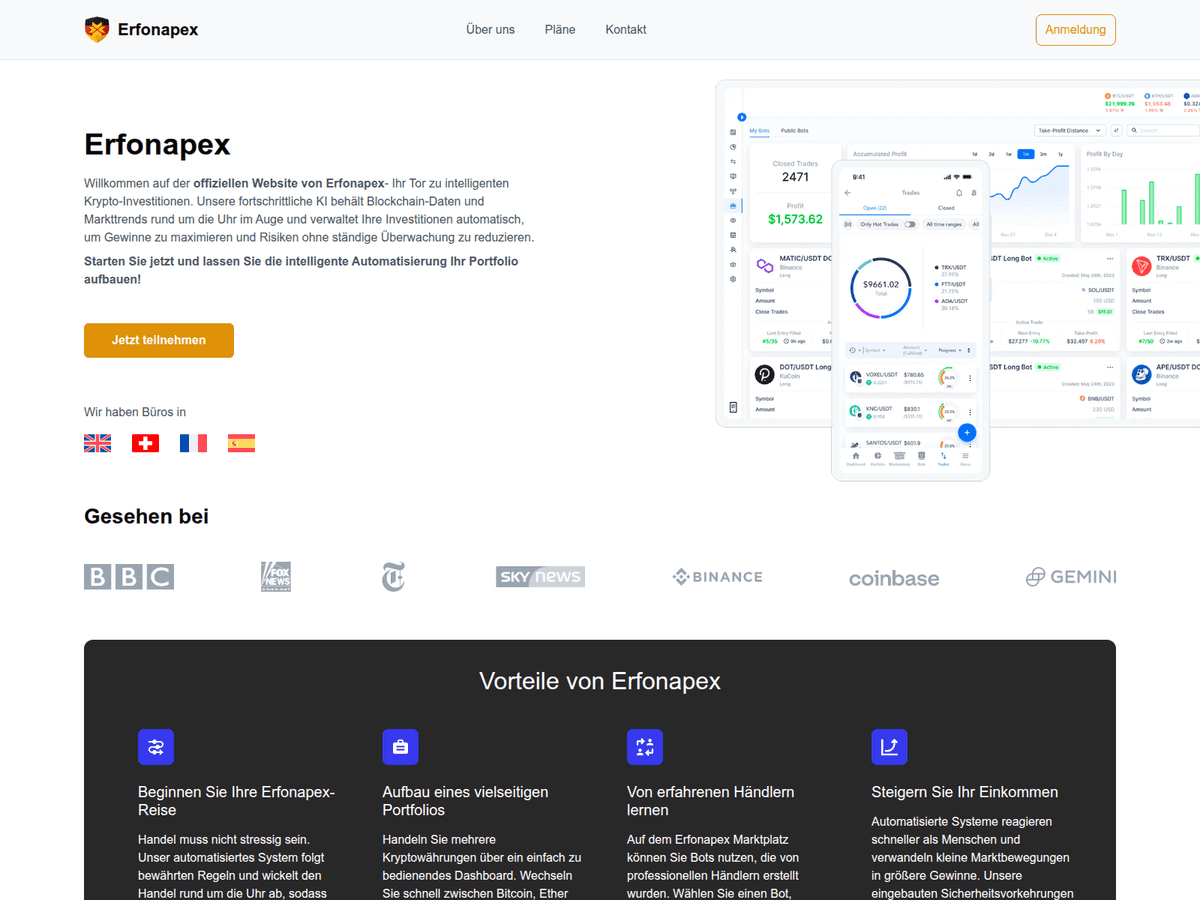 Screenshot der Webseite Erfonapexoffiziell (erfonapexoffiziell.de)