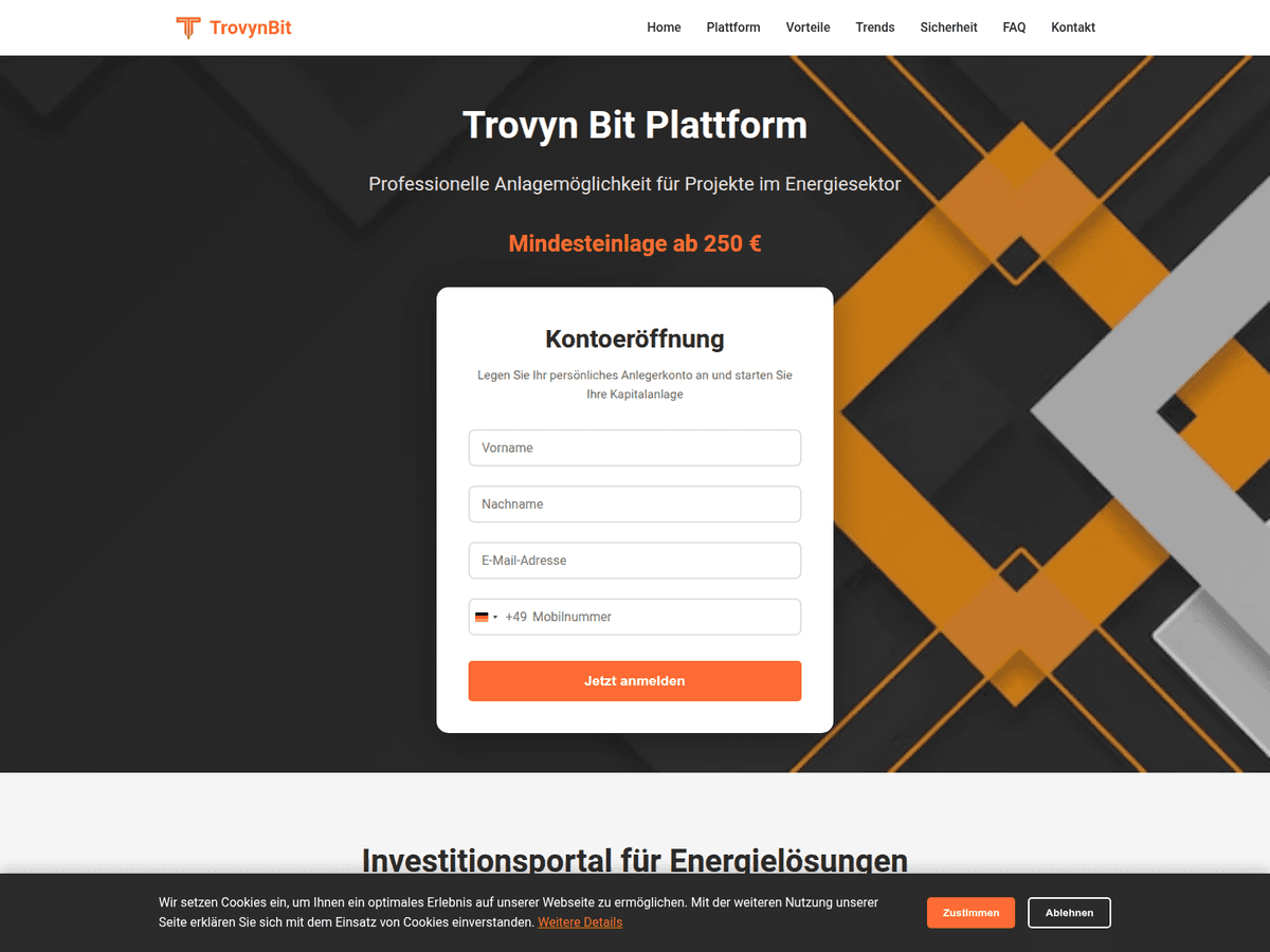 Screenshot der Webseite Trovynbit (trovynbit.com)