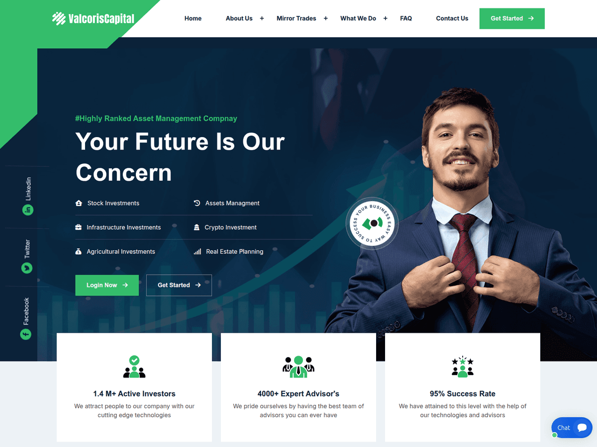 Screenshot der Webseite Valcoriscapital (valcoriscapital.com)