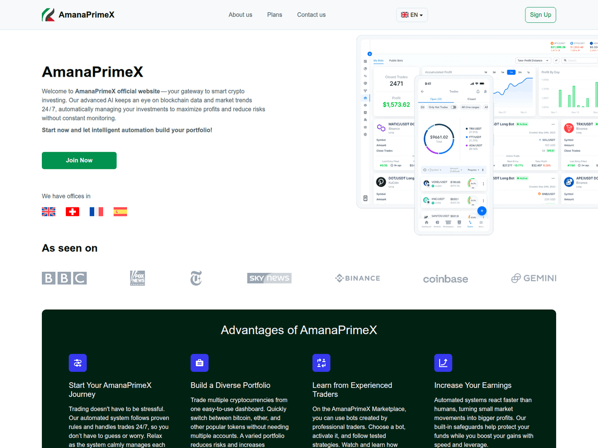 Screenshot der Webseite Xprimeamana (xprimeamana.com)