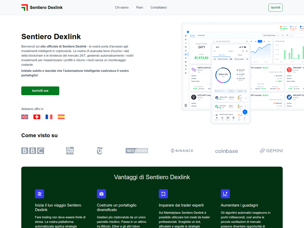 Screenshot der Webseite Sentierodexlink (sentierodexlink.it)