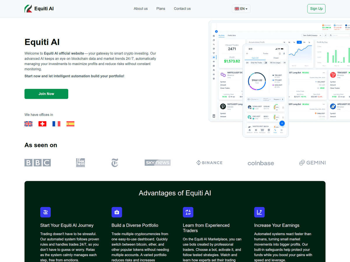 Screenshot der Webseite Equiti Ai (equiti-ai.com)