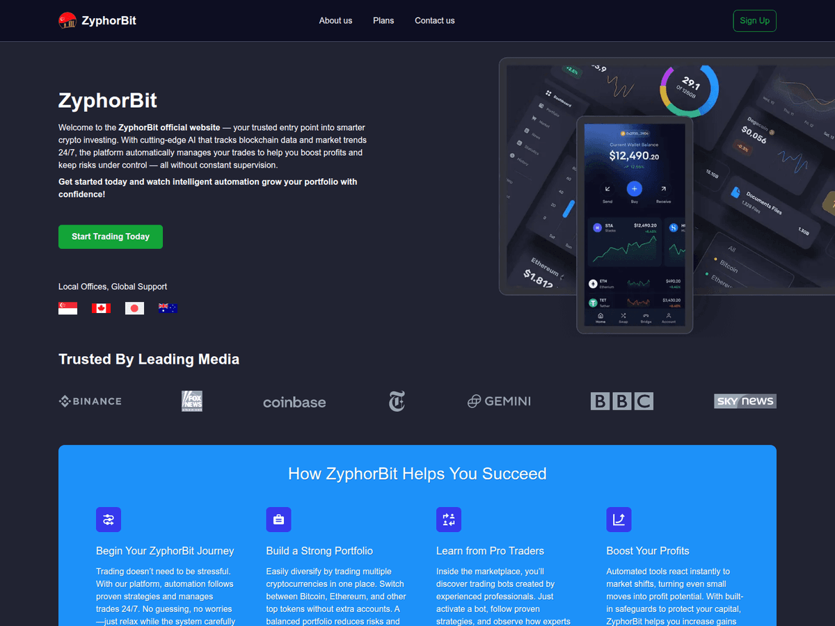 Screenshot der Webseite Bitzyphor (bitzyphor.com)