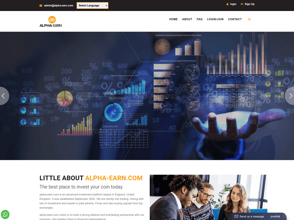 Screenshot von Alpha Earn