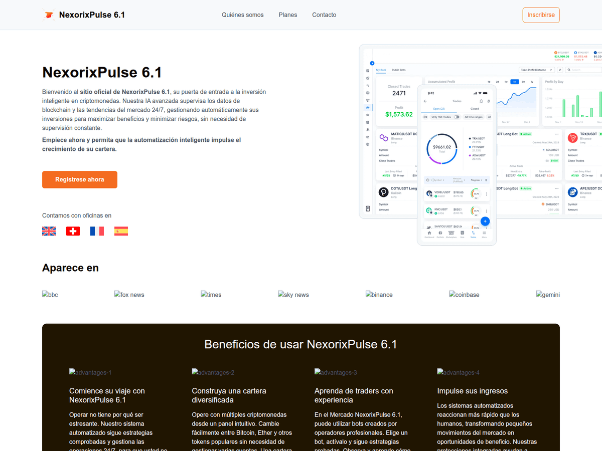 Screenshot der Webseite Nexorixpulse61 (nexorixpulse61.es)