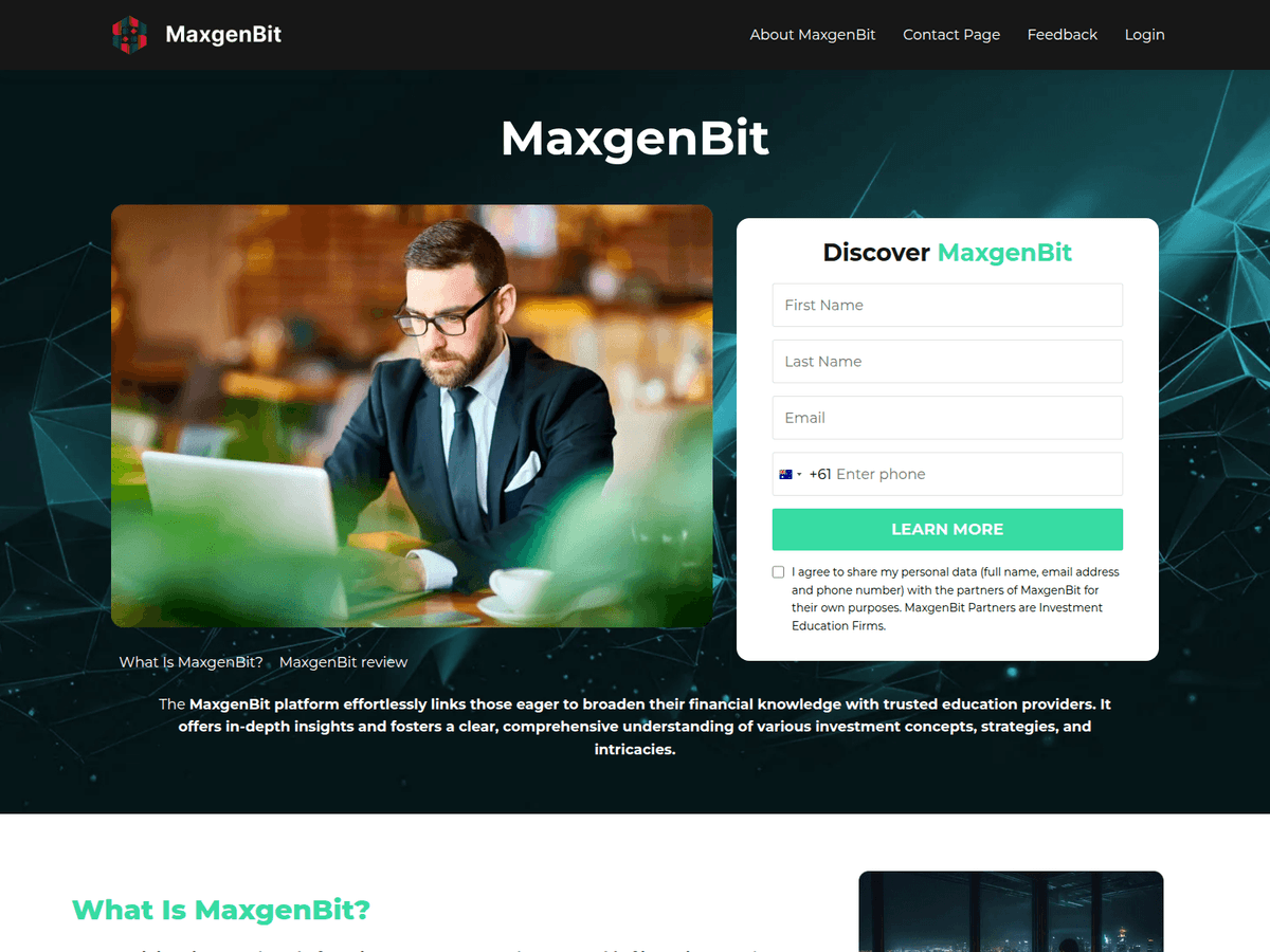 Screenshot der Webseite Maxgenbit (maxgenbit.com)