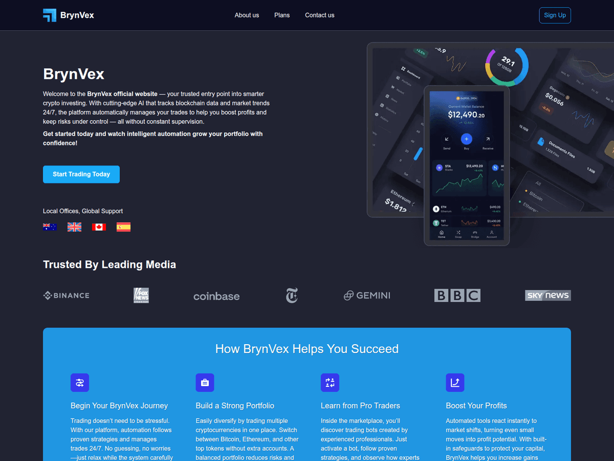 Screenshot der Webseite Brynvexofficial (brynvexofficial.com)