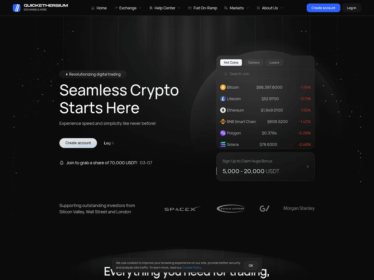 Screenshot der Webseite Quickethersium (quickethersium.com)
