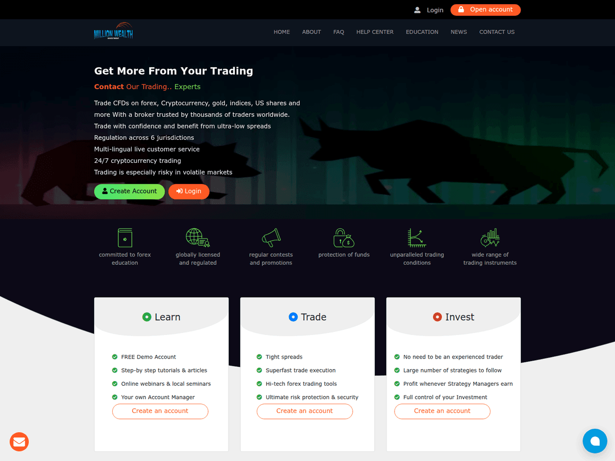 Screenshot der Webseite Millionwealthinvestment (millionwealthinvestment.com)